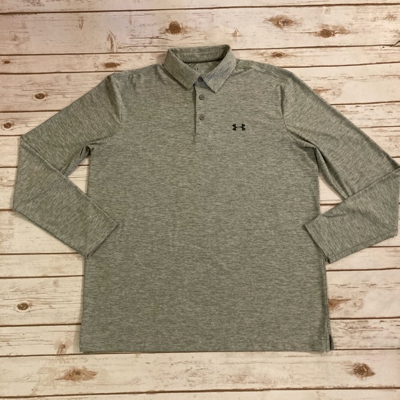 Under Armour Other - Under Armour Heather Gray Space Dye Collared Long Sleeve Loose Fit Shirt…